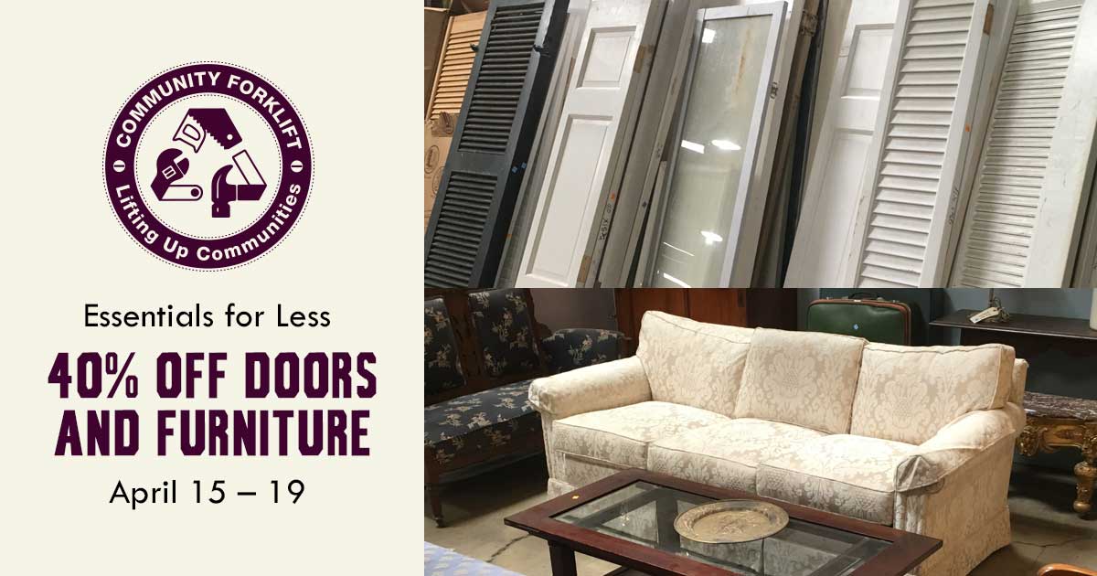 Essentials for less: 40% off Doors and Furniture