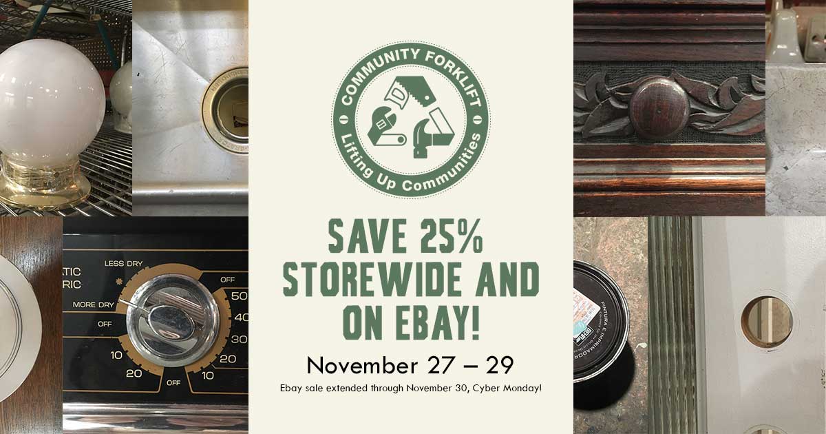 Save 25% on modern and vintage items in the reuse warehouse and on eBay!