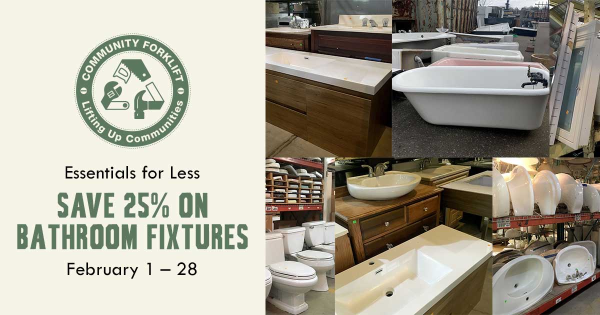 Vintage and modern bathroom fixtures are 25% off in February!