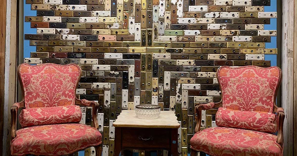 Create stylish wall art using salvaged door backplates!