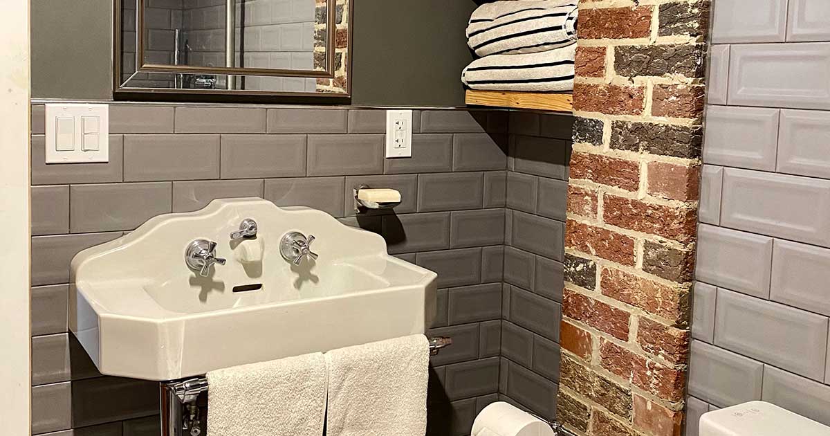 Salvaged materials shine in this beautiful bathroom renovation