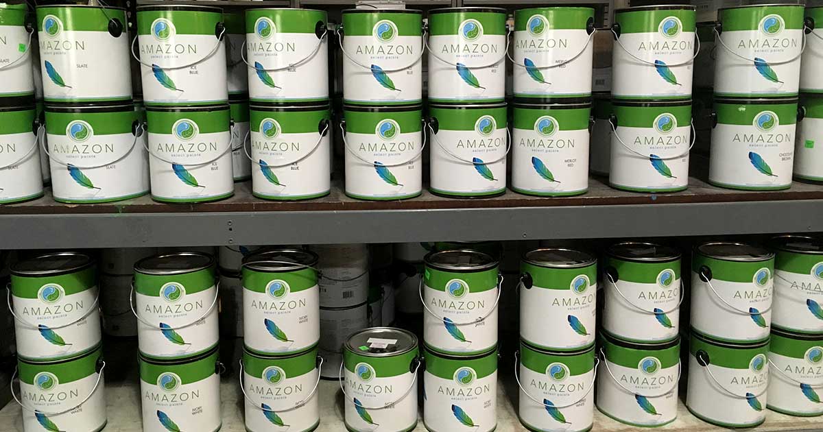 Eco-friendly Amazon Select Paint restocked in the reuse warehouse!