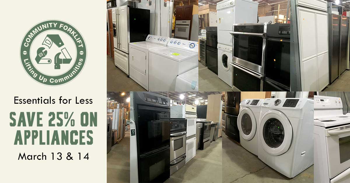Save 25% on appliances in our reuse warehouse this weekend!