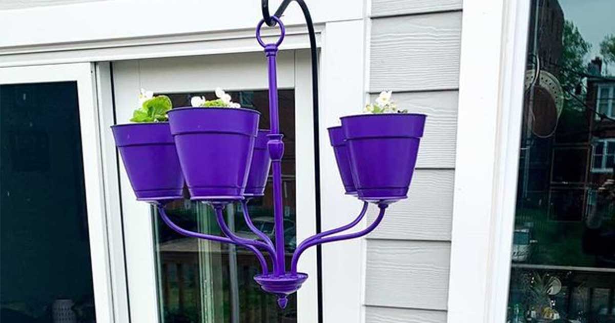 Before and After: creative upcycled garden chandelier!