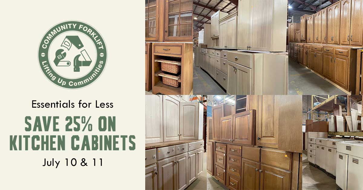 Save 25% on cabinet sets, single cabinets, and cabinet doors!