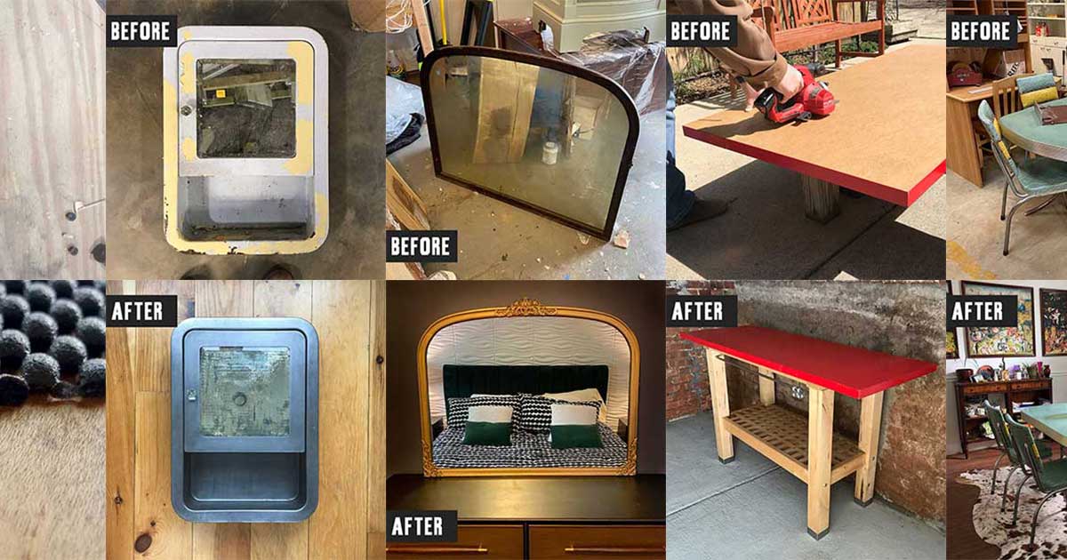 Creative upcycling projects using salvaged stuff from Community Forklift!