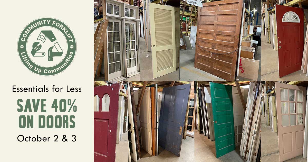 Save 40% on salvaged interior and exterior doors this weekend!