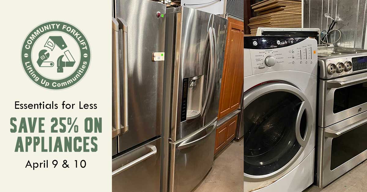 Save 25% on appliances this weekend at the reuse warehouse!