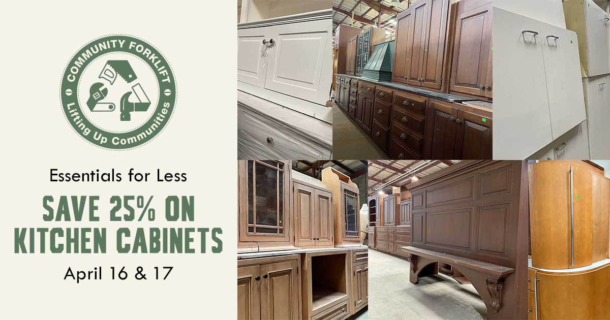 Kitchen cabinet sets, singles, and doors are 25% off this weekend!