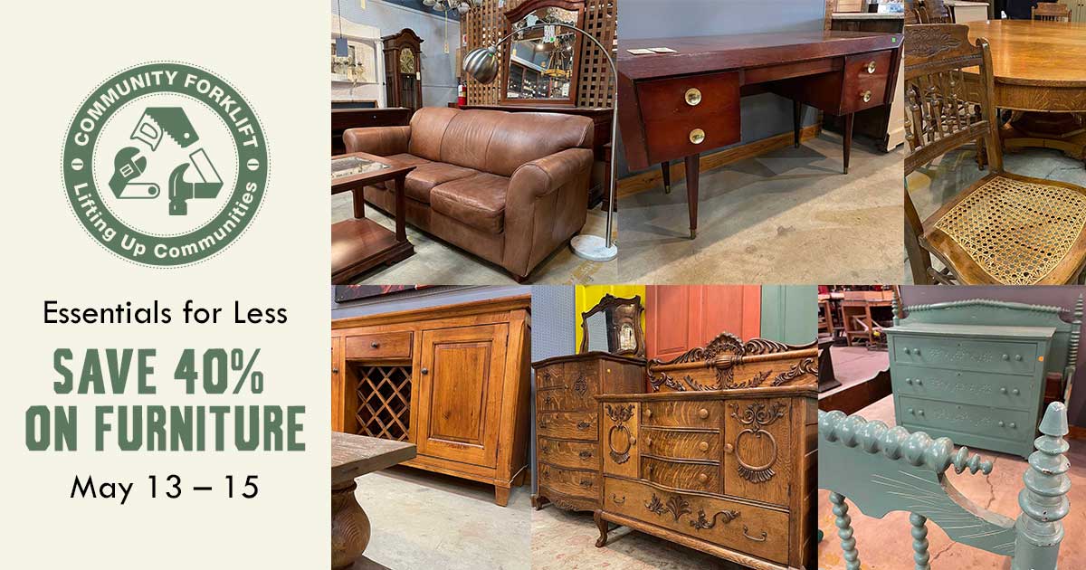 Save 40% on modern and vintage salvaged furniture