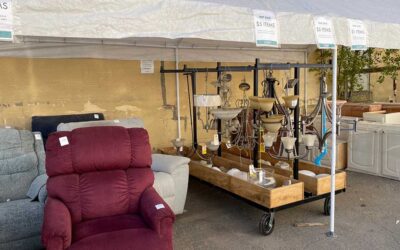 Check the tent: Discount salvaged lighting, furniture, and more!