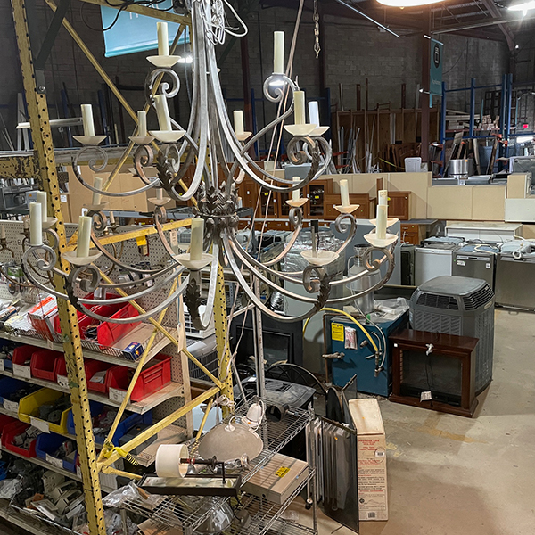 salvaged lighting and appliances